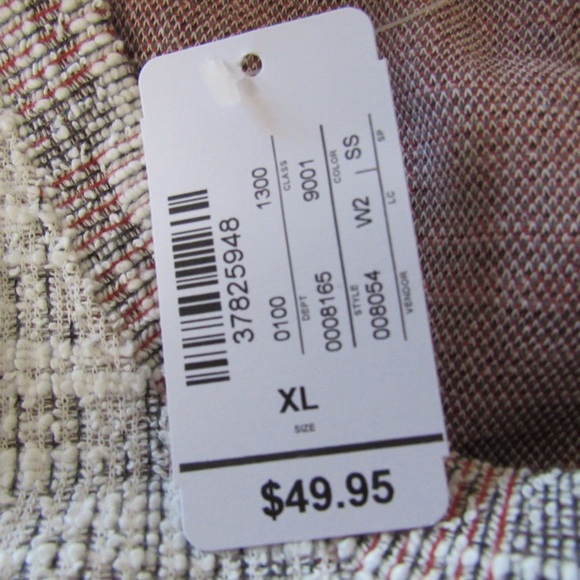 Christopher Banks CJ Pink White Gray Textured Knit Top XL 3/4 Sleeves Pockets - Picture 10 of 11